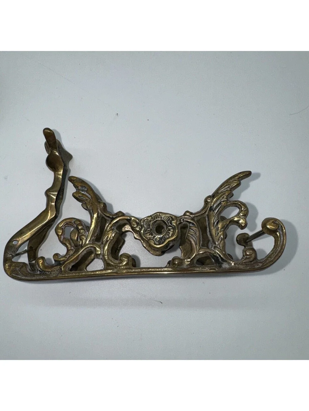 Midcentury Heavy Brass Reindeer And Sleigh long Christmas centerpiece decor